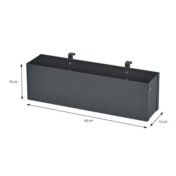 ML-Design Blumenkasten für Mülltonnenverkleidung und Balkon, Stahl, 50x12x15 cm, Anthrazit, mit Halterung, Metall Pflanzkasten für Mülltonnen Sichtschutz & Mülltonnenbox, Balkonkasten Geländerkasten