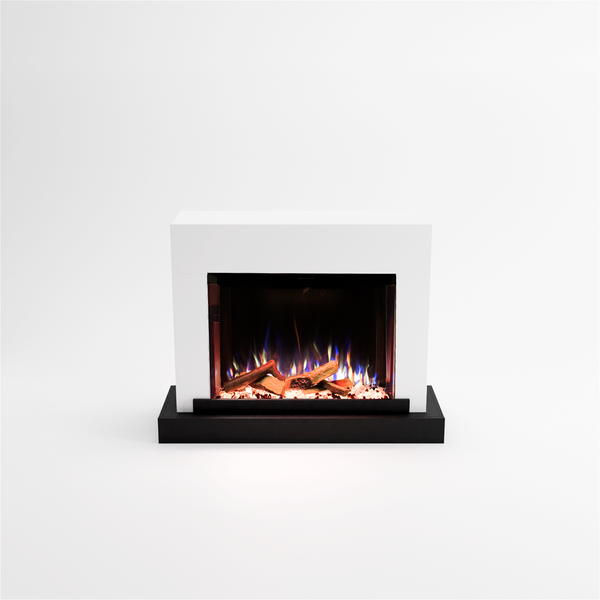 Glow Fire Elektrokamin 'PR4' | LED Standkamin in weiß mit Heizung (1500 W) | HxBxT: 126x97x43 cmcm