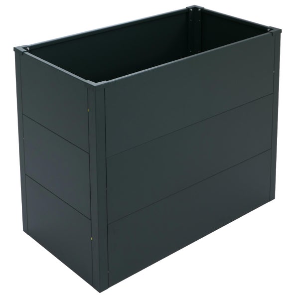 Hochbeet aus Metall in rechteckiger Form, anthrazit.