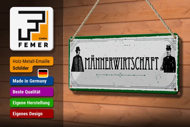 Blechschild Spruch 27x10cm Männerwirtschaft Dekoration