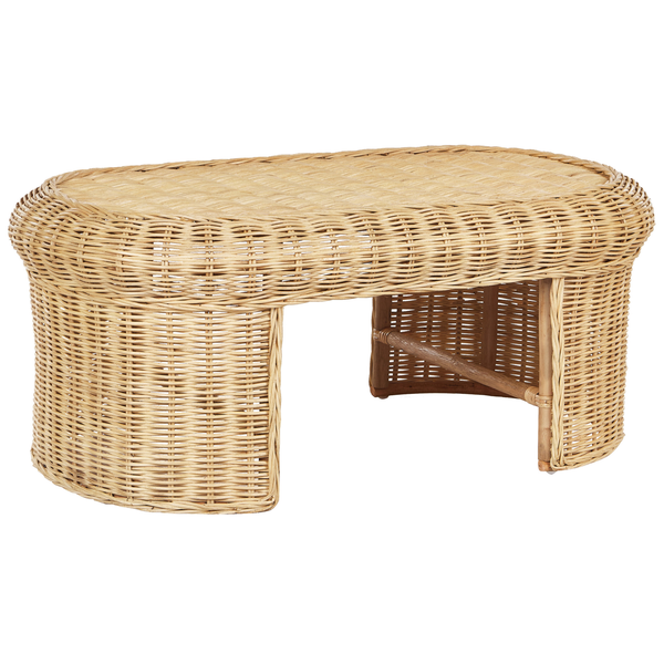 Outdoor Couchtisch LIVADEIA 60 cm 96 cm Rattan Naturfarben