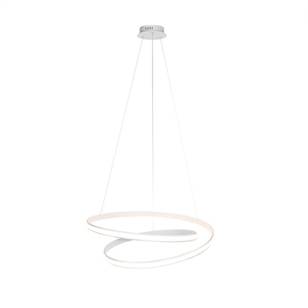 Moderne LED-Pendelleuchte mit zwei ineinander verschlungenen Ringen.