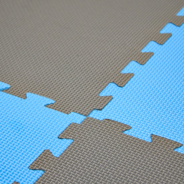 1m² Bodenschutz Fitnessmatte - 4 Sportmatten 50x50x2cm Optische Mängel Grau Blau