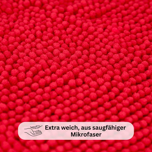 Nahaufnahme der Textur einer Badematte aus extra weicher, saugfähiger Mikrofaser.