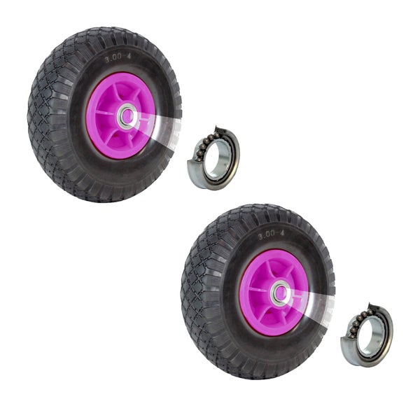 Zwei Schubkarrenräder mit Kugellager und Kunststofffelge