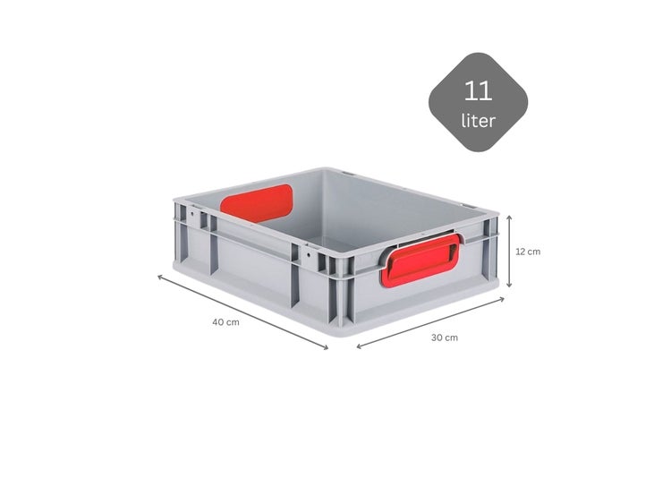 PROREGAL Spar Set 16x Eurobox Nextgen Color HxBxT 12 x 30 x 40 cm 11 Liter Griffe Rot Geschlossen Glatter Boden Eurobehälter Transportbox
