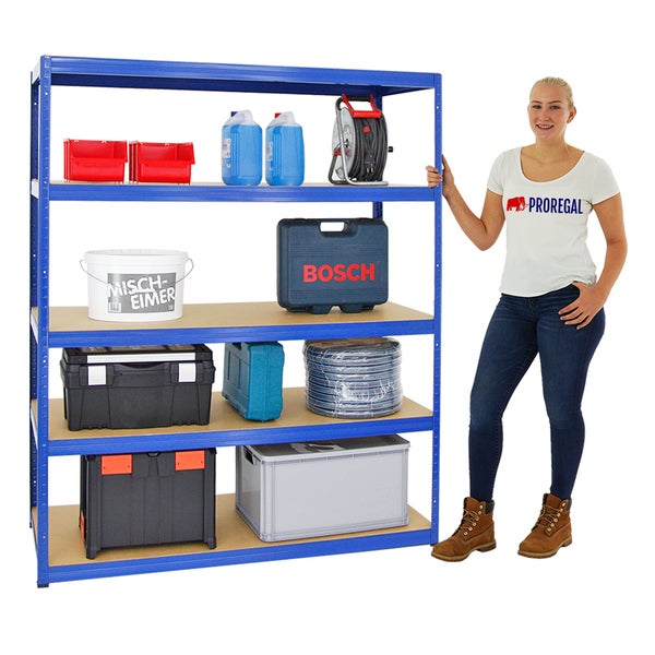 PROREGAL Schwerlastregal Giant Elephant HxBxT 180 x 150 x 60 cm Fachlast 200 kg Blau
