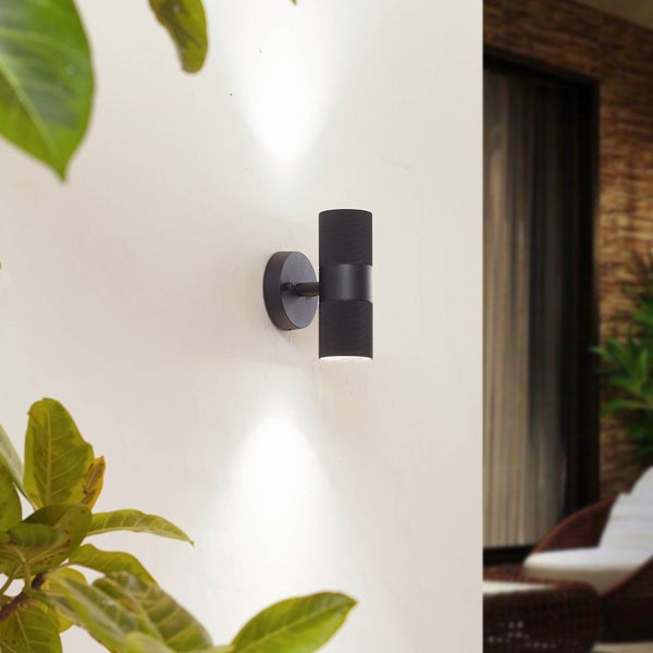 Lindby Wandleuchte außen Jovane (spritzwassergeschützt (Modern) in Schwarz aus Aluminium (2 flammig, GU10) - Außenwandleuchten Wandlampe Led Außenlampe Outdoor für Außenwand/Hauswand
