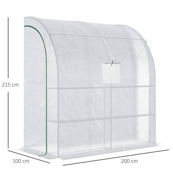 Outsunny Foliengewächshaus, Tomatengewächshaus mit Mesh Fenster, 200 x 100 x 215 cm, Stahl, PE, Weiß