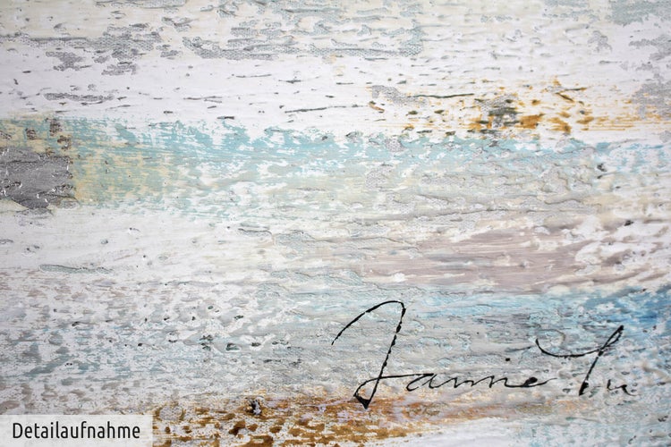 Handgemaltes Gemälde Acrylfarbe 120x80cm Silber