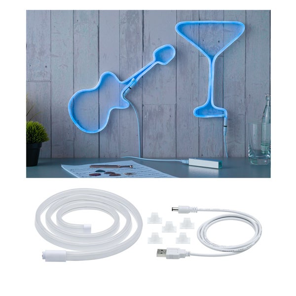 LED Neon Lichtschlauch mit Gitarre und Cocktailglas Motiven