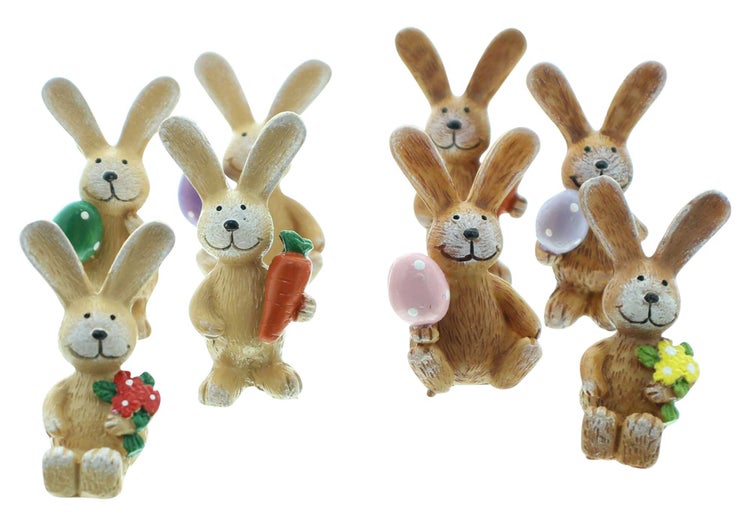 FRANK FLECHTWAREN | Figur Hasenbande, klein, 8er Set, POLYRESIN, H: 4-5 cm
