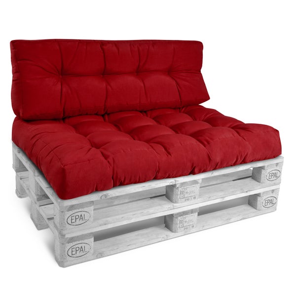Beautissu ECO Style Palettenkissen Rücken 120x40x10cm Rot
