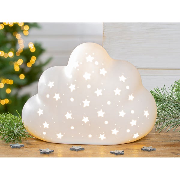 Tischleuchte GILDE Lampe Höhe 15cm Breite 21cm weiß Porzellan