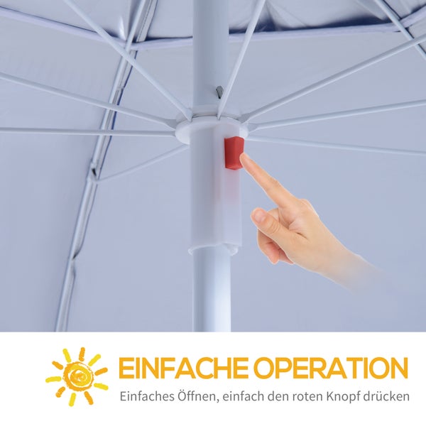Outsunny 2 in 1 Sonnenschirm, Φ210xH222cm, Metall, Polyester mit Silberbeschichtung, Blau
