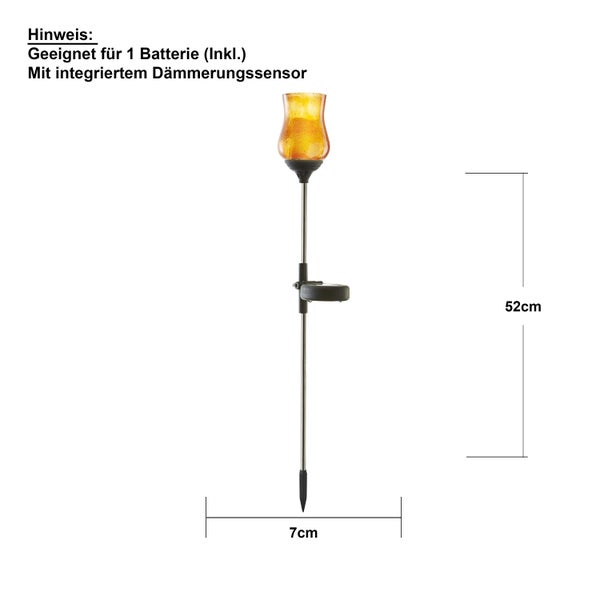 Solarleuchte mit Glaskopf und Erdspieß