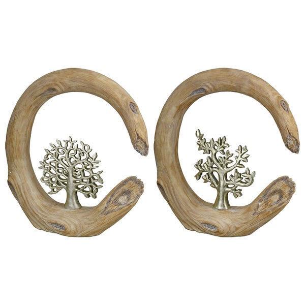 Dekoobjekt GILDE 2er Set BAUM Deko natur-silber Höhe 22cm Kunstharz