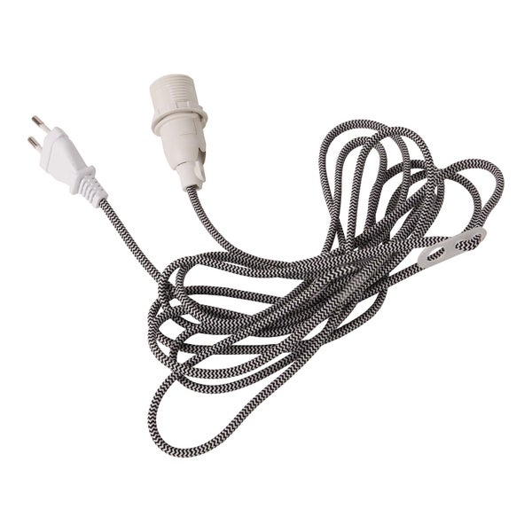 Pendelleuchte mit Textilkabel, Fassung und Stecker