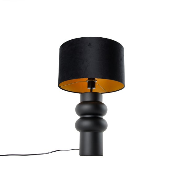 Schwarze Tischleuchte mit Stoffschirm