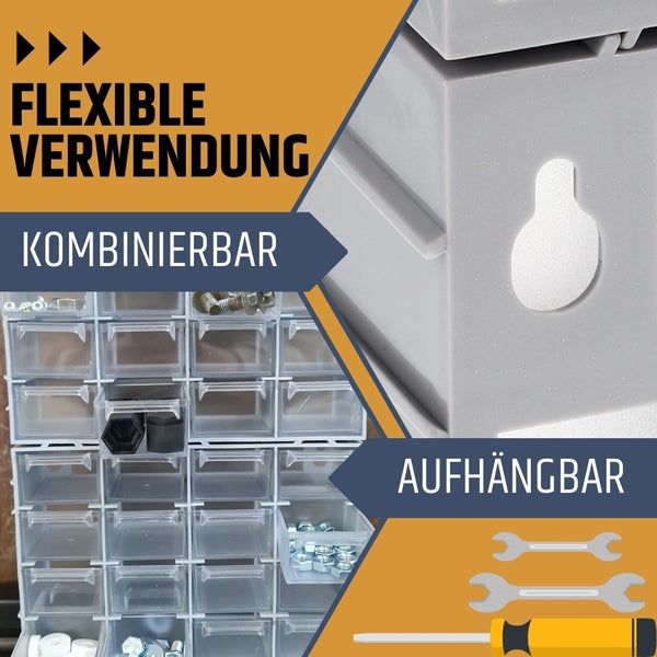 Sortimentskasten erweiterbar 16 Fach Sortierkasten Schubladen Organizer Kleinteilemagazin Sortimentsboxen