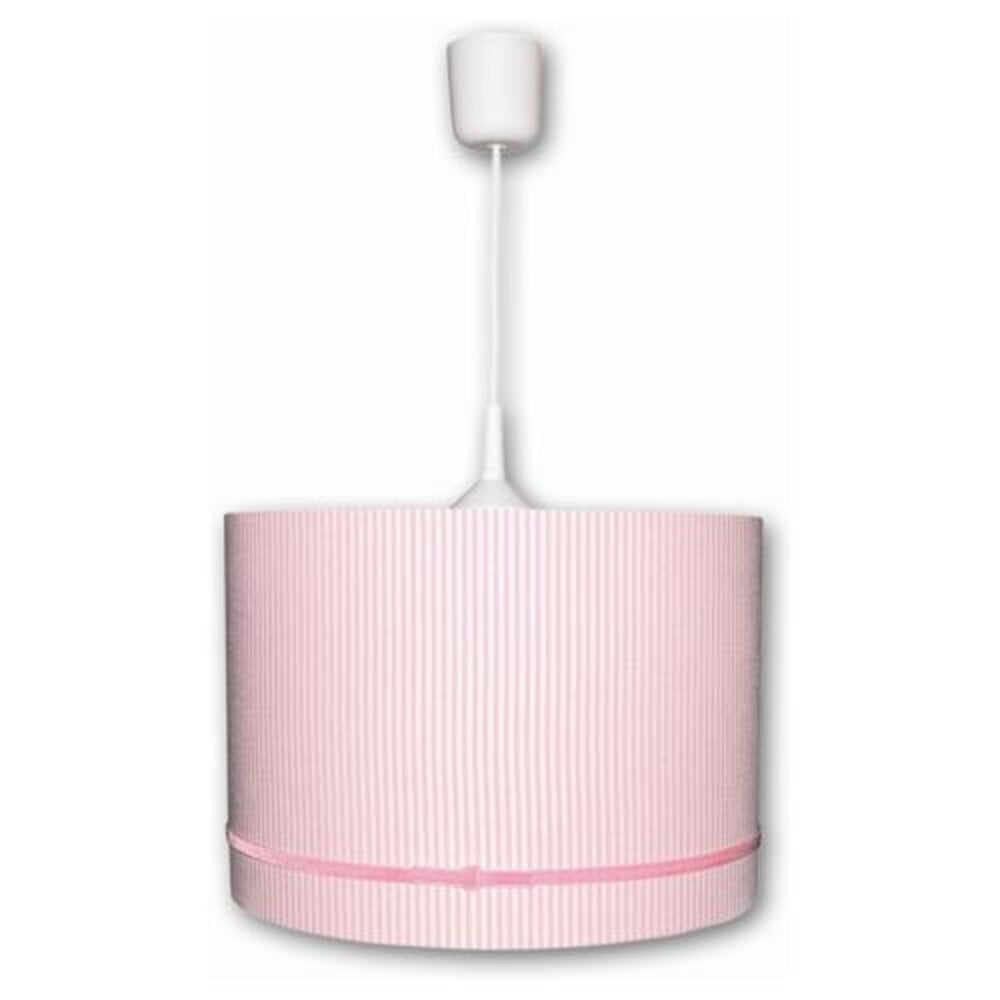 Designerpendelleuchte Streifen rosa/weiß mit Samtband 1-flg.