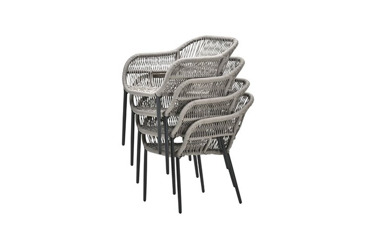 Stapelbarer Gartenstuhl mit Geflechtoptik und Metallgestell