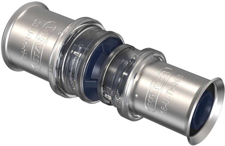 Wavin Press-Reduzierstück aus Metall für Rohrleitungen, Nenngröße 20 auf 16 Millimeter.