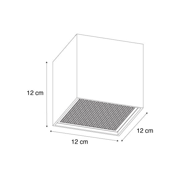 Technische Zeichnung eines 12 cm x 12 cm großen Filters