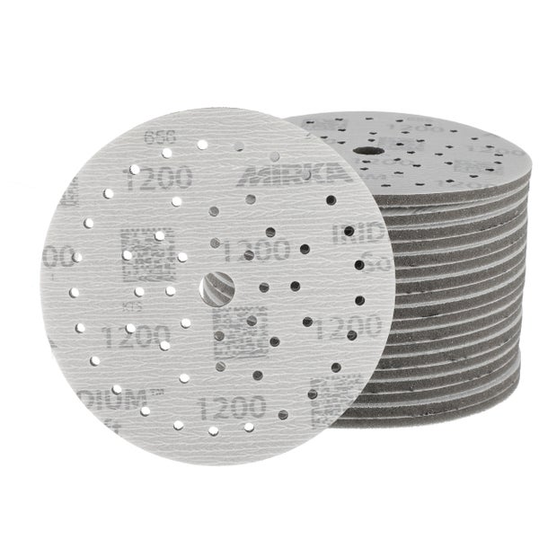 Mirka Iridium Soft Schleifscheiben Ø 150 mm / Korn P1200 / Klett Multifit / 20 Stück / schaumbasiertes Schleifmittel für präzises Trockenschleifen, Klarlackschliff, Finish