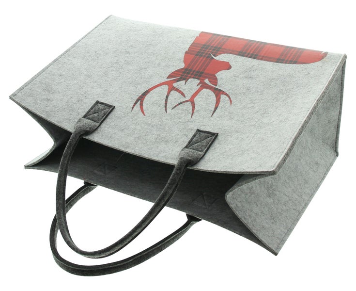 FRANK FLECHTWAREN | Filztasche Hirsch-Karo, POLYESTER, 45 x 20 x 30 cm