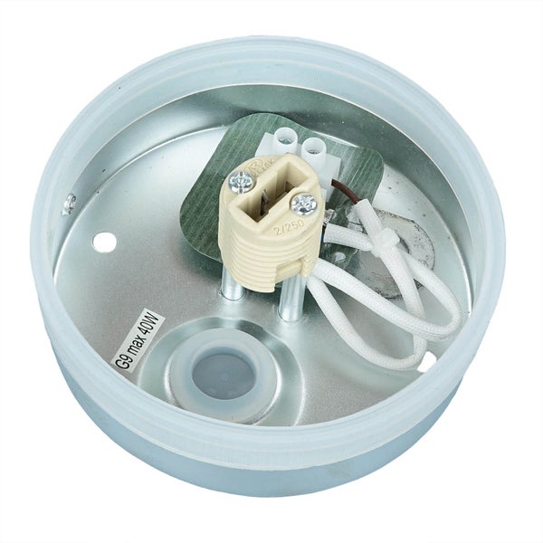 Innenansicht einer G9 Fassung mit maximal 40 Watt Leistung