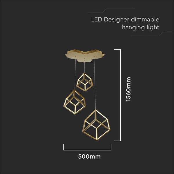 V-TAC VT-7920 - Designer-Deckenleuchten - Designer-Hängelampen - IP20 - Goldgehäuse - 46 Watt -