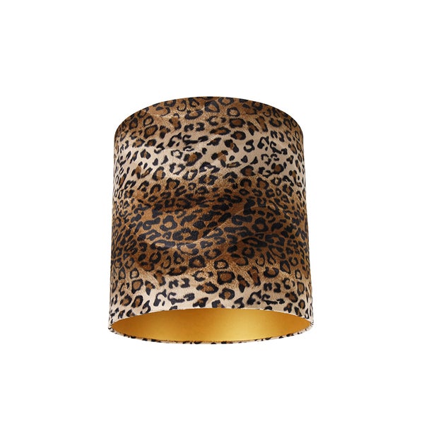 Velours Lampenschirm Leopard Design 40/40/40 Gold innen