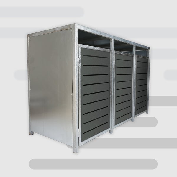 PREMIUM Zink 3er Mülltonnenbox 240 Liter