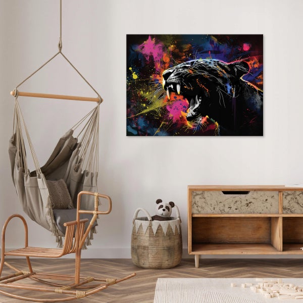 Leinwandbild Panther Tiere Bilder Wohnzimmer 100X70 cm