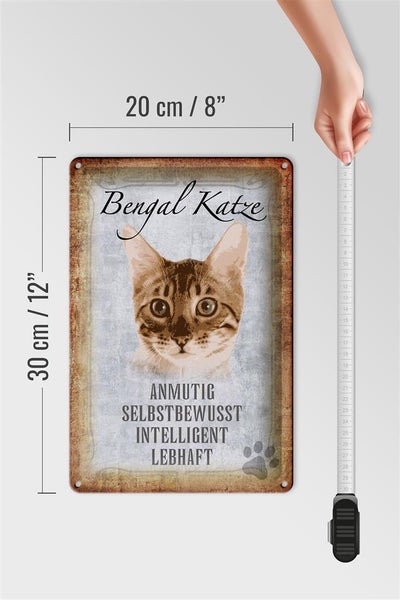 Blechschild Spruch 20x30cm Bengal Katze Schild