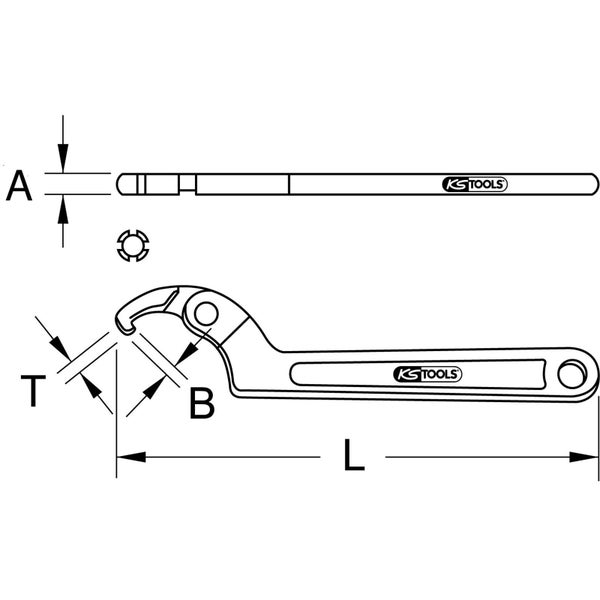 KS TOOLS Gelenk-Hakenschlüssel mit Nase 50-120 mm - 517.1304