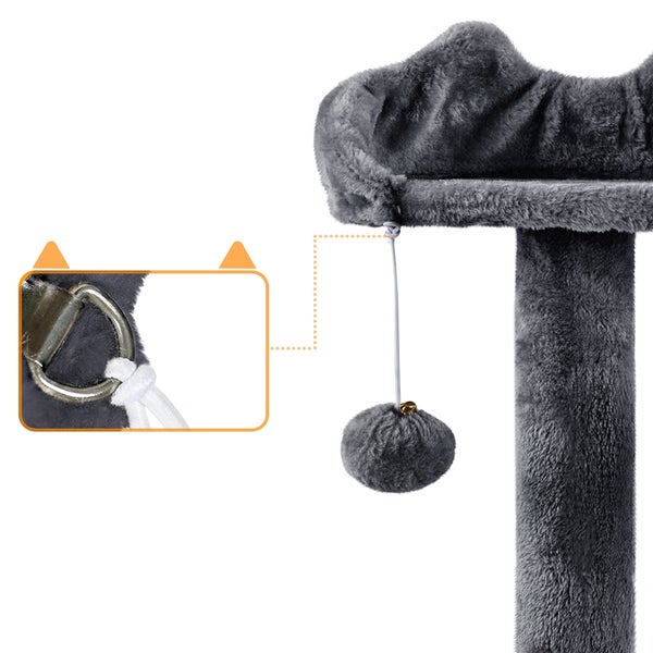 Detailansicht Kratzbaum mit Spielball und Befestigungsring
