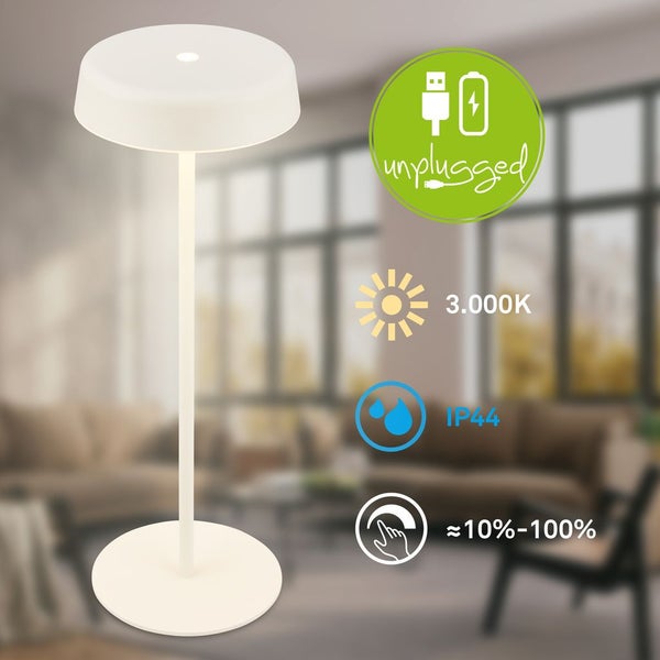 LED Tischlampe Akku LED Tischleuchte Kabellos Dimmbar Touch IP44 Outdoor