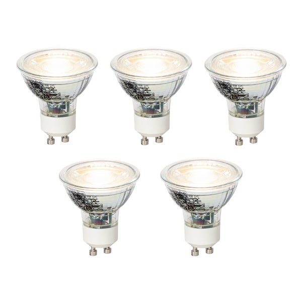 Fünfer-Set LED-Reflektorlampen mit GU10-Sockel.