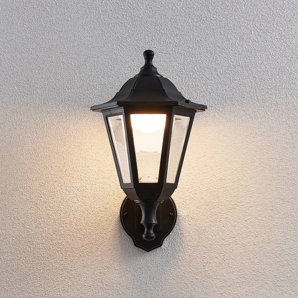 Lindby LED Wandleuchte außen Iavo (spritzwassergeschützt (Retro, Vintage Antik) in Schwarz (1 flammig ) - Außenwandleuchten Wandlampe Led Außenlampe Outdoor für