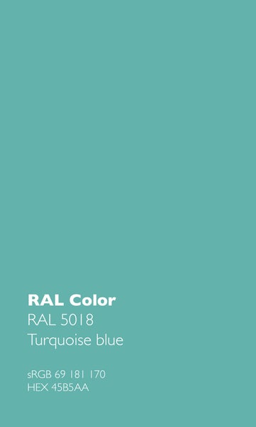 Farbmuster der Farbe RAL 5018 Türkisblau.