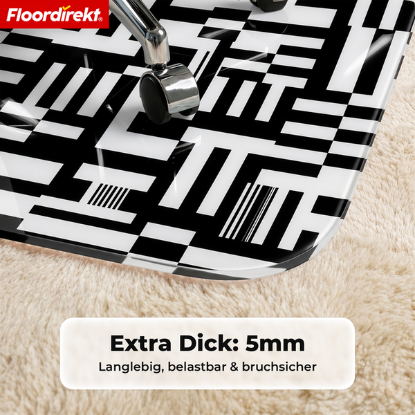Floordirekt Bodenschutzmatte für Teppichböden, 5 Millimeter dick, gemustert, bruchsicher und belastbar.