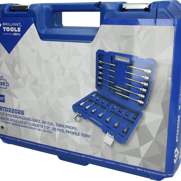 BRILLIANT TOOLS 1/2 Bit-Stecknuss-Satz 26tlg. Vielzahn-Profil XZN - BT022026
