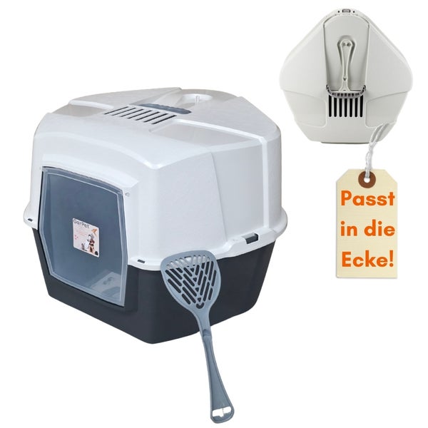 Katzen Ecktoilette mit Schaufel und Anhänger