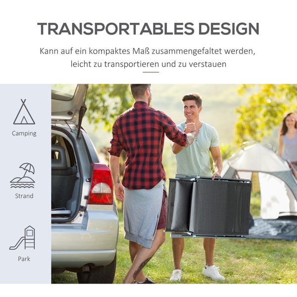 Outsunny Sonnenliege, Strandliege, klappbar, verstellbar, mit Kissen, 137 x 63,5 x 100,5 cm, Metall, Stoff, Grau