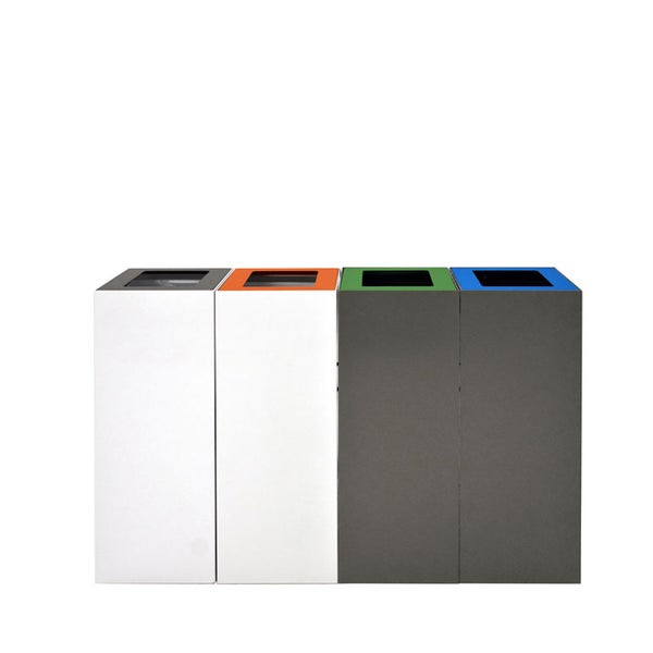 PROREGAL Robuste & Modulare Abfalltrennanlage 60 Liter HxBxT 70 x 26 x 3 x 33,5 cm Inkl. Verbindungsstücke Weiß