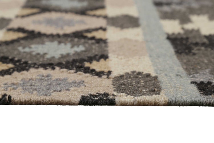 Kelim Teppich Hellgrau aus Wolle Balou Green Looop 80x150 cm