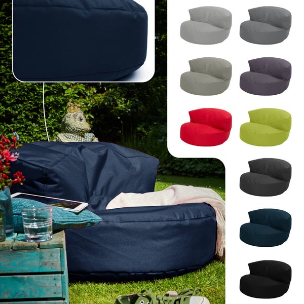 Green Bean Sitzsack Sofa mit Füllmaterial - Lounge im Sitzsack-Design 90x50cm mit ergonomischer Rückenlehne & waschbarem Bezug - Indoor und Outdoor geeignet in Dunkelblau