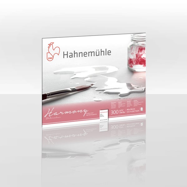 Hahnemühle Harmony Aquarellblock, säurefrei, naturweiß, matt, 300 Gramm pro Quadratmeter, 40 mal 50 Zentimeter, 12 Blatt.